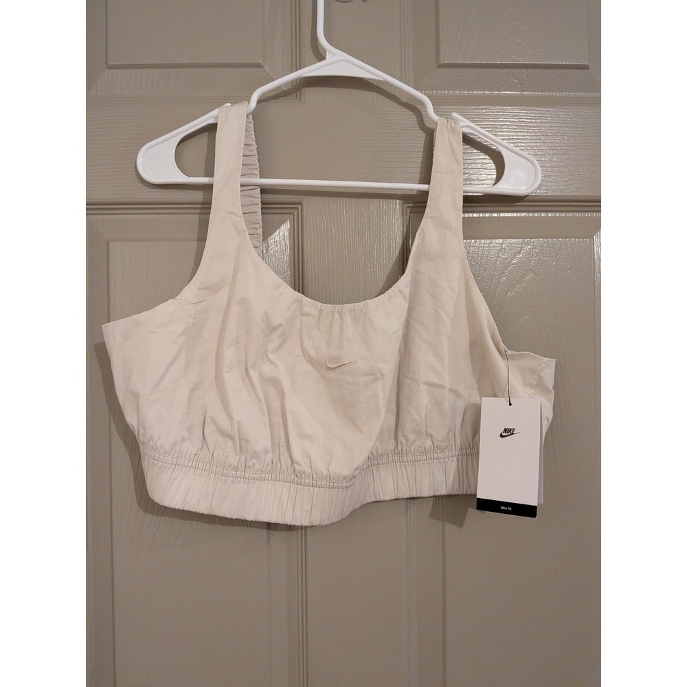NEW Nike Chill Poplin Crop Tank Top Women's XL Cotton Lounge Athleisure